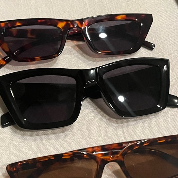 THREE NEW Fashion Sunglasses Cat Eye Thin Thick Tortoise Black SHEIN - Picture 3 of 4